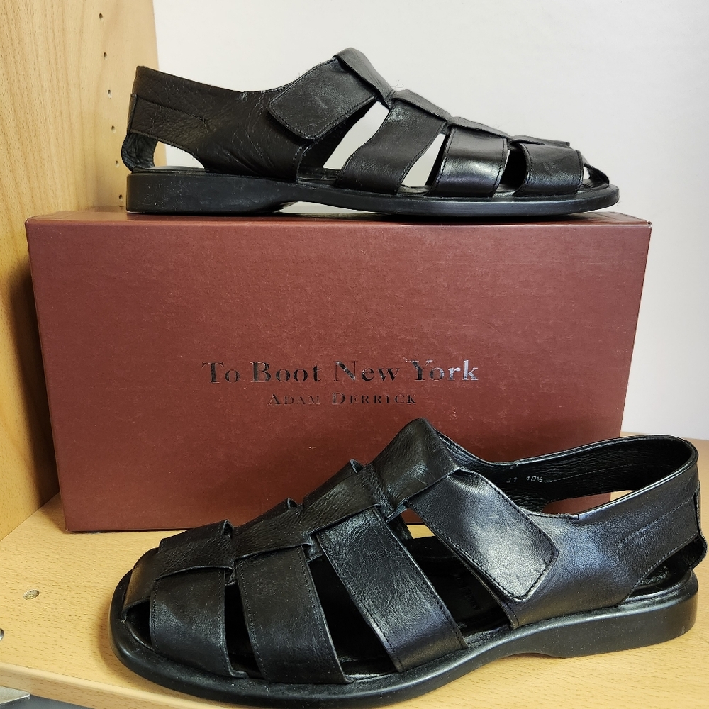 To Boot New York Men's Leather Black Sandals